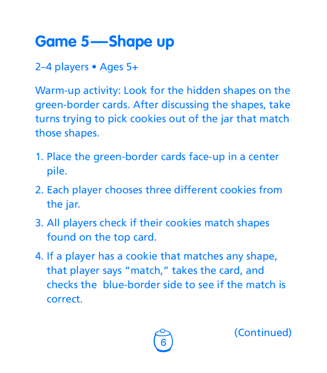 Learning Resources Goodie Game manual Game 5 - Shape up 